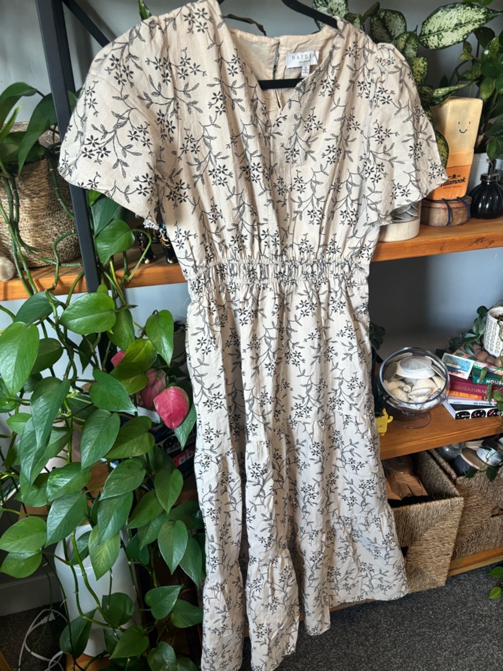 Hayden Botanical Print Cinch Waist Tiered Dress | Medium - Picture 6 of 9